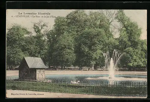 AK Lunéville, Le Parc et le Jet d`Eau