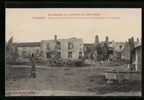 AK Vitrimont, Bombardé par les Francais, ensuite par les Allemands, Vue interieure, La Guerre en Lorraine 1914-15
