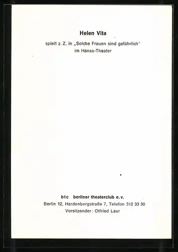 AK Schauspielerin Helen Vita in Solche Frauen sind gefährlich, mit original Autograph