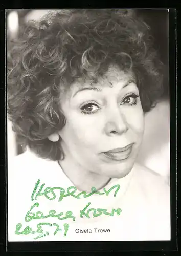 AK Schauspielerin Gisela Trowe, mit original Autograph