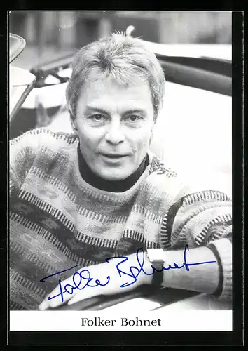 AK Schauspieler Folker Bohnet im Auto, mit original Autograph
