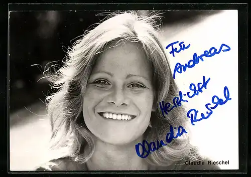 AK Schauspielerin Claudia Rieschel, mit original Autograph