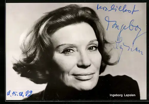 AK Schauspielerin Ingeborg Lapsien, mit original Autograph