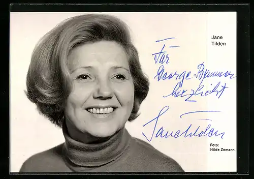 AK Schauspielerin Jane Tilden im Rollkragenpullover, mit original Autograph