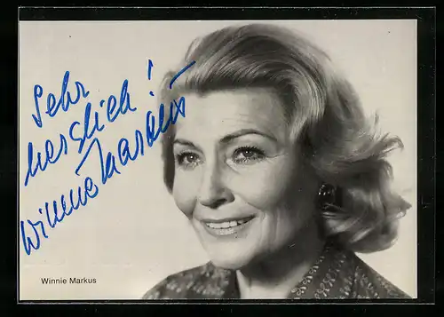 AK Schauspielerin Winnie Markus, mit original Autograph