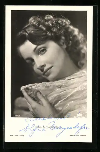 AK Schauspielerin Elfie Mayerhofer mit gelockten Haaren, Original Autograph