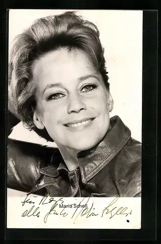 AK Schauspielerin Maria Schell in die Kamera lächelnd, Original Autograph