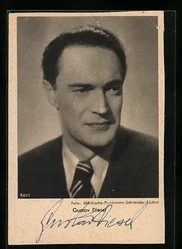 AK Schauspieler Gustav Diessl mit angestrengtem Gesicht, Original Autograph