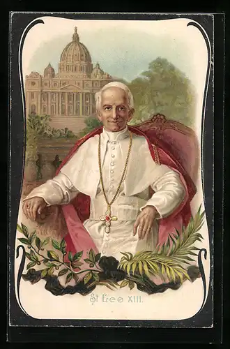 Lithographie Portrait Papst Leo XIII.