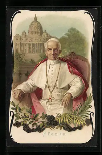 Lithographie Portrait Papst Leo XIII.