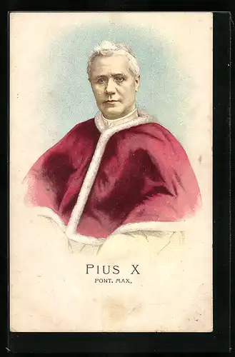 Lithographie Portrait Papst Pius X.