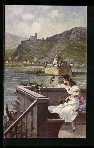 Künstler-AK Arthur Thiele: Szene aus dem Märchen Die Rose vom Rhein