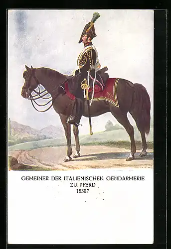 Künstler-AK Gemeiner der italienischen Gendarmerie zu Pferd 1830