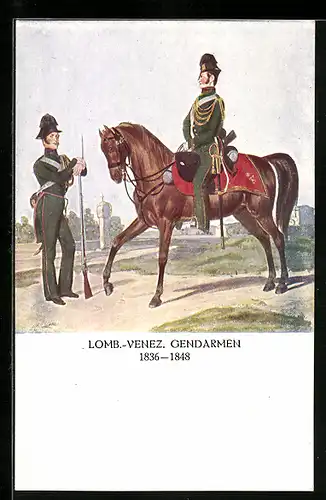 Künstler-AK Lomb.-Venez Gendarmen 1836-1848, Polizei