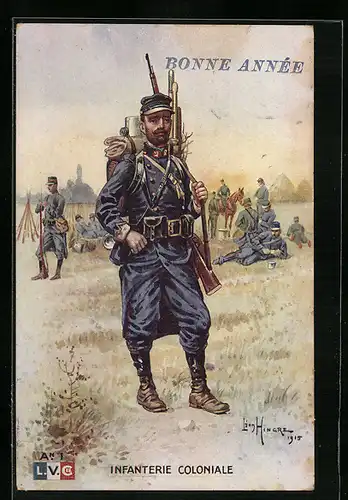 Künstler-AK Léon Hingre: Infanterie Coloniale, Uniform
