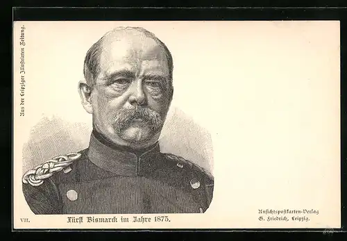 AK Fürst Bismarck in seiner Uniform im Jahre 1875