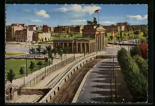 AK Berlin, Brandenburger Tor nach dem 13. August 1961, Grenze