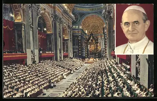 AK Roma, S. Pietro, Concilio Ecumenico Vaticano II A. D. 1962-1964, Papst Paul VI.