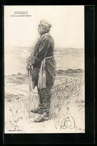 Künstler-AK Anton v. Werner: Bismarck im Feld
