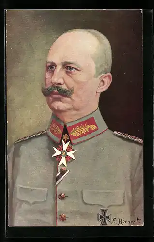 Künstler-AK Portrait von Erich Ludendorff in Uniform im Halbprofil