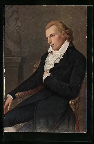 Künstler-AK Friedrich Schiller sitzt auf einem Stuhl