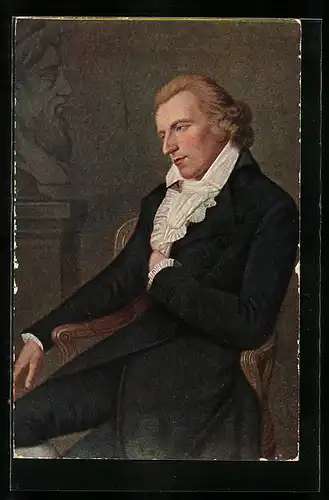 Künstler-AK Friedrich Schiller sitzt auf einem Stuhl