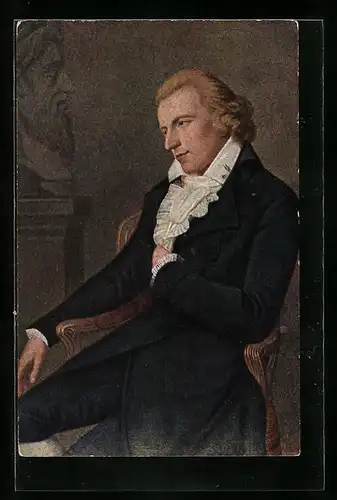 Künstler-AK Friedrich Schiller sitzt auf einem Stuhl
