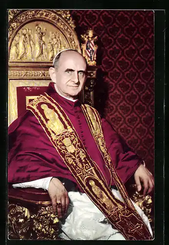 AK Portrait von Papst Paul VI. in Robe
