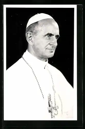 AK Portrait von Papst Paul VI. mit Kreuzkette