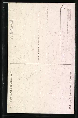 Künstler-AK Riga, Grosse Jungfernstrasse