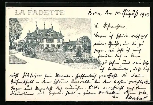 Künstler-AK Emil Lauterburg: La Fadette, Herrschaftliches Haus mit Park