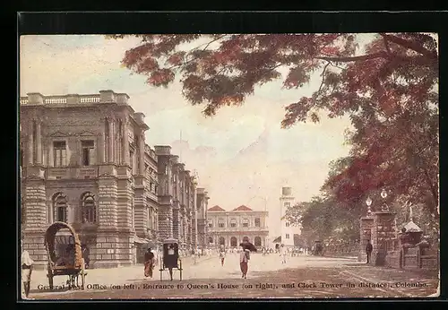 AK Colombo, General Post Office, Entrance to Queen's House and Clock Tower