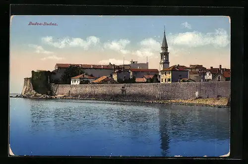 AK Budva / Budua, Blick zum Ort