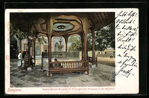 AK Sarajewo, Begova Dzamia Brunnen mit Eingan in die Moschee