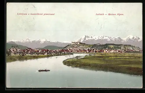 AK Laibach, Panorama mit Steiner Alpen