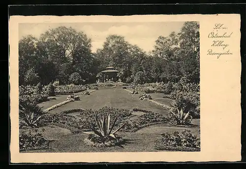 AK Kolberg, Ostseebad, Pavillon im Rosengarten