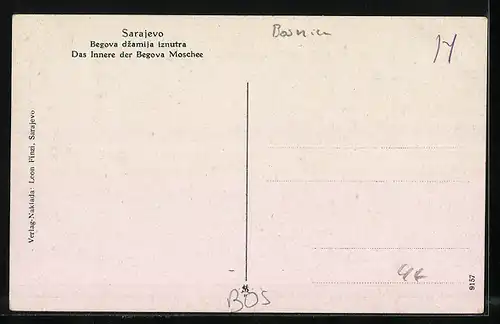 AK Sarajewo, Innenansicht der Begova Moschee