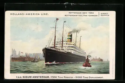 AK Passagierschiff T.S.S. Nieuw-Amsterdam, Holland-America Line