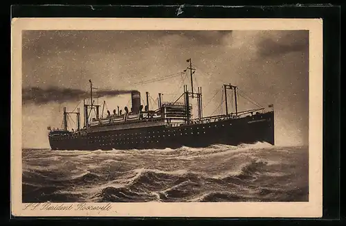 AK Dampfer SS President Roosevelt bei schlechtem Wetter