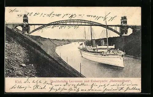AK Kiel, Hochbrücke Levensau und Kaiseryacht Hohenzollern