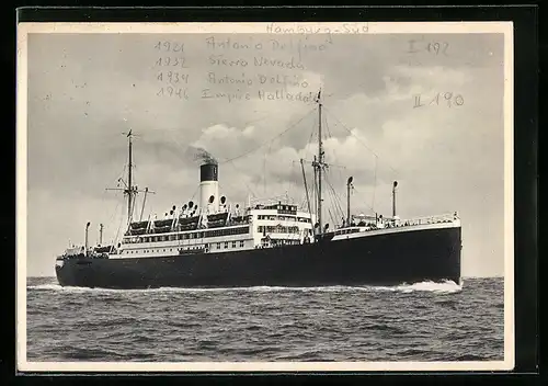 AK Zweischraubendampfer Cap Norte und Antonio Delfino auf hoher See