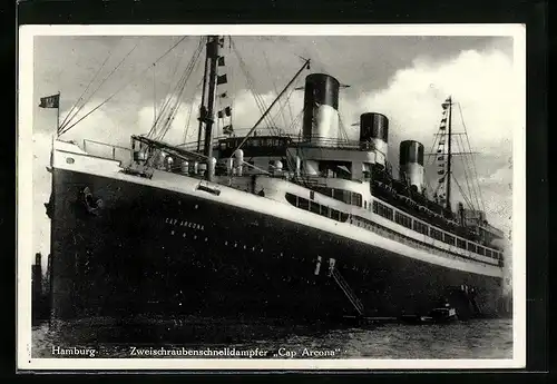 AK Zweischraubenschnelldampfer Cap Arcona im Hamburger Hafen