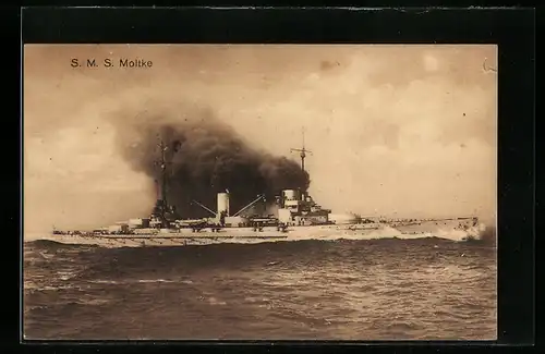 AK Kriegsschiff S.M.S. Moltke in Fahrt
