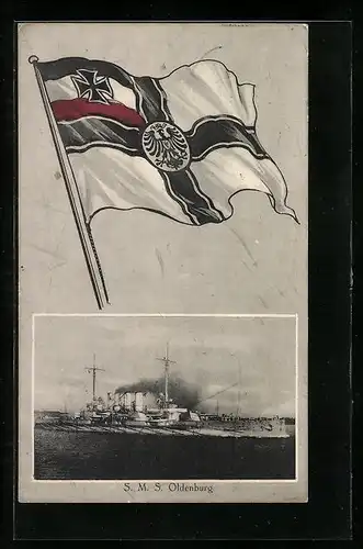 AK Kriegsschiff SMS Oldenburg, Reichskriegsflagge