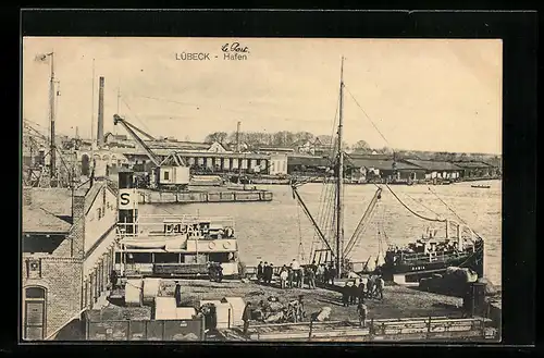 AK Lübeck, Hafen mit Schiff Dania
