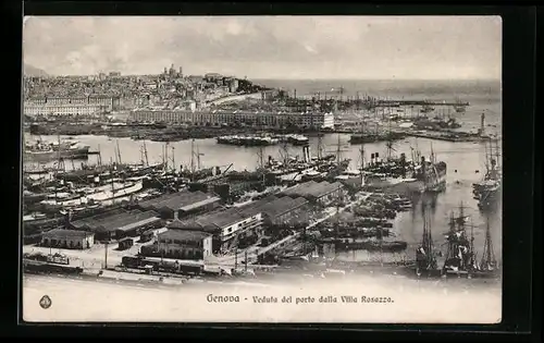 AK Genova, Veduta del porto dalla Villa Rosazza, Hafen