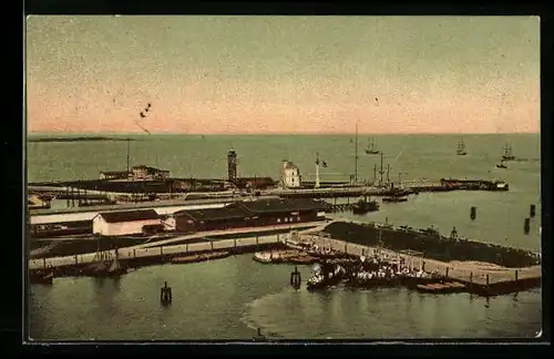 AK Cuxhaven, Hafengegend aus der Vogelschau