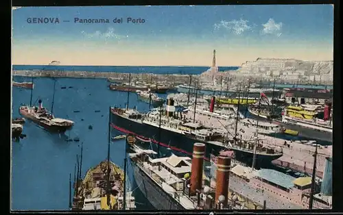 AK Genova, Panorama del Porto, Hafen