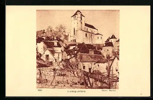 AK St-Circq-Lapopie, Ortspartie mit Kirche