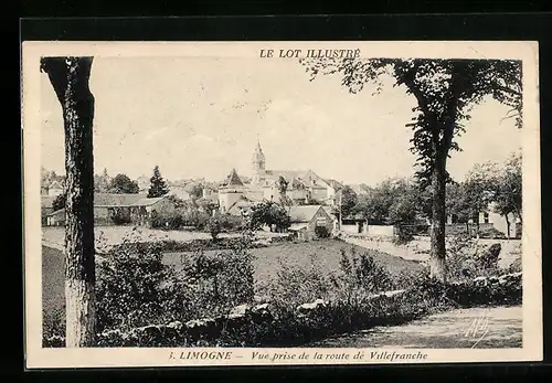 AK Limogne, Vue prise de la route de Villefranche